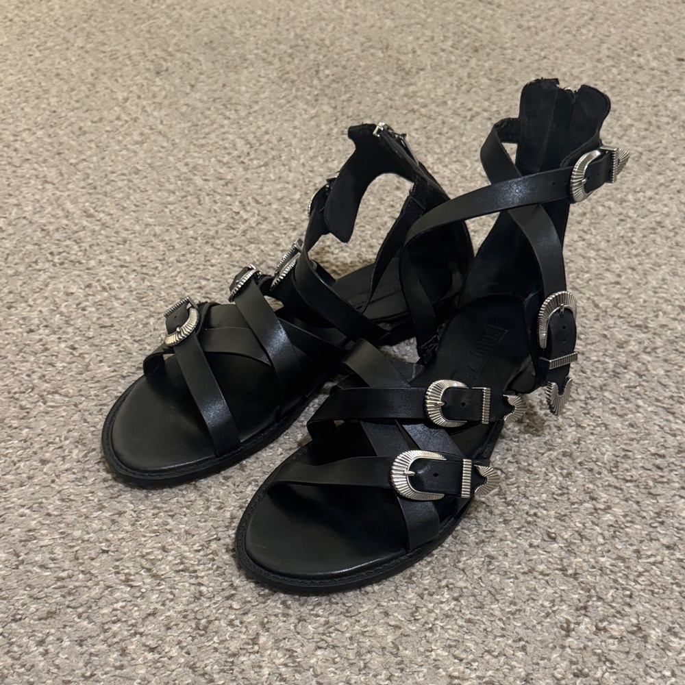 Schutz Black Gladiator Sandals